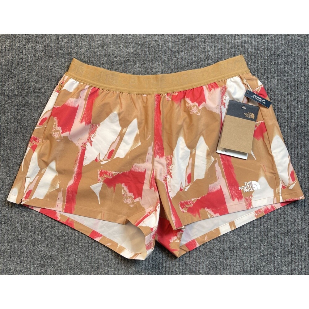 The North Face Women Medium Wander Short Flashdry 3” Inseam Briefs Tan/Pink NEW